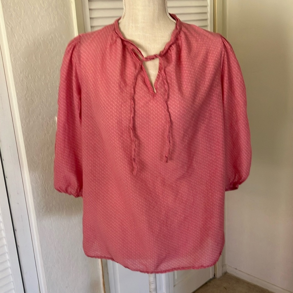 SPLENDID Women’s Pink cotton and silk Blend Pullover Top size large small dots